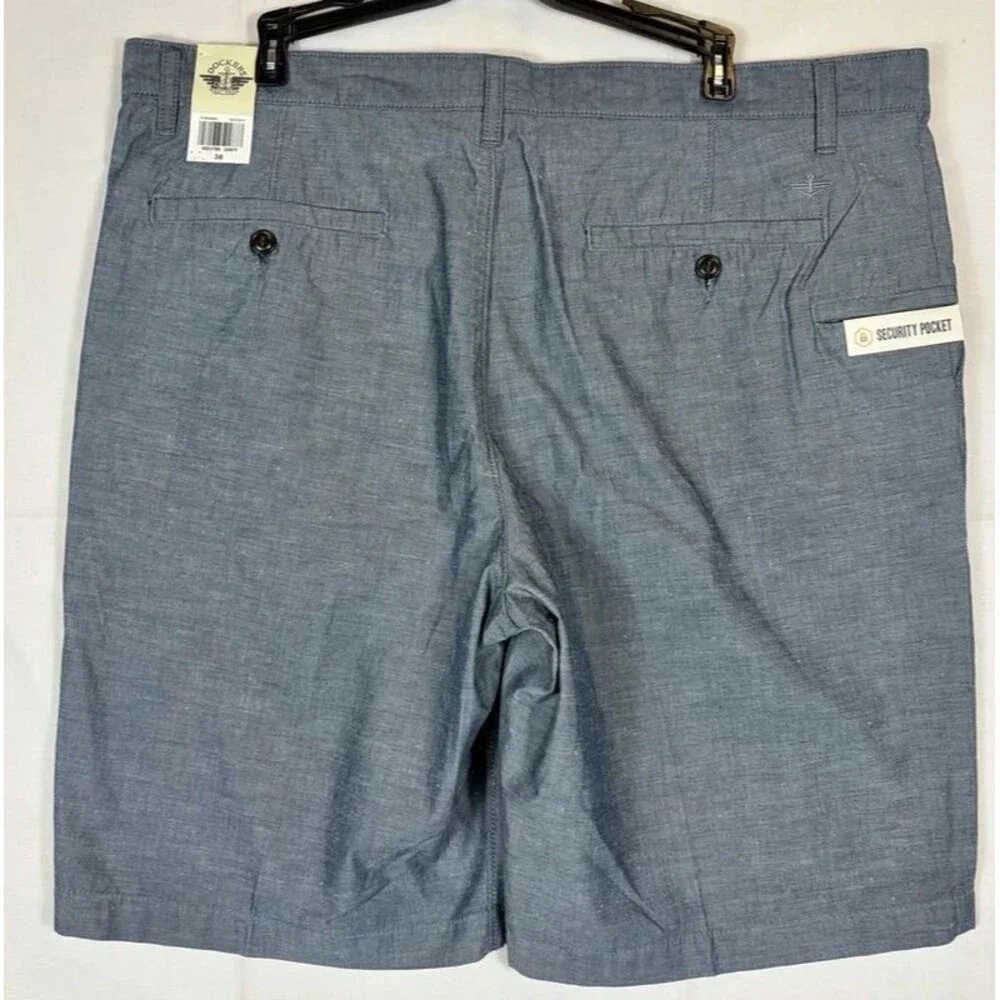 Dockers Perfect Shorts Classic Fit Cotton Twill Blue Gray Men’s 38 NWT